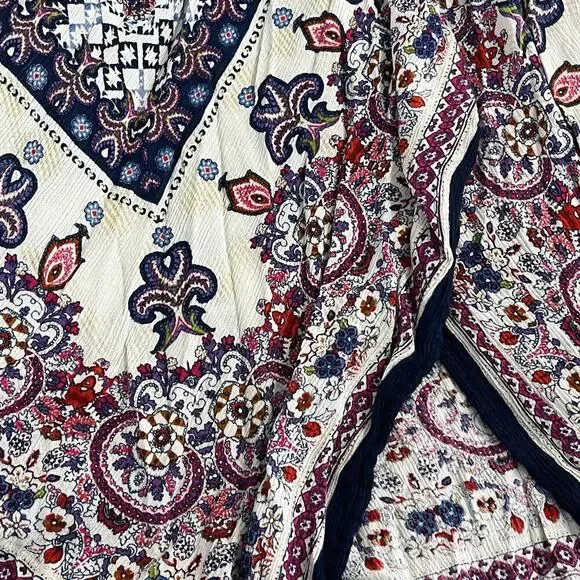 Bila Women Midi Dress Floral Multicolor Boho Rayon Beach Size M Asymmetric Hem - Picture 9 of 12